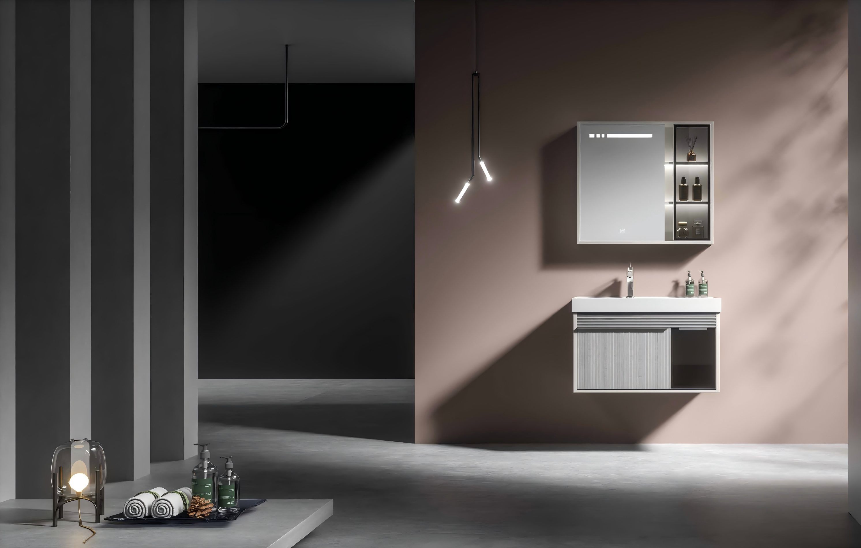 Luxury bathroom vanity cabinet with mirror